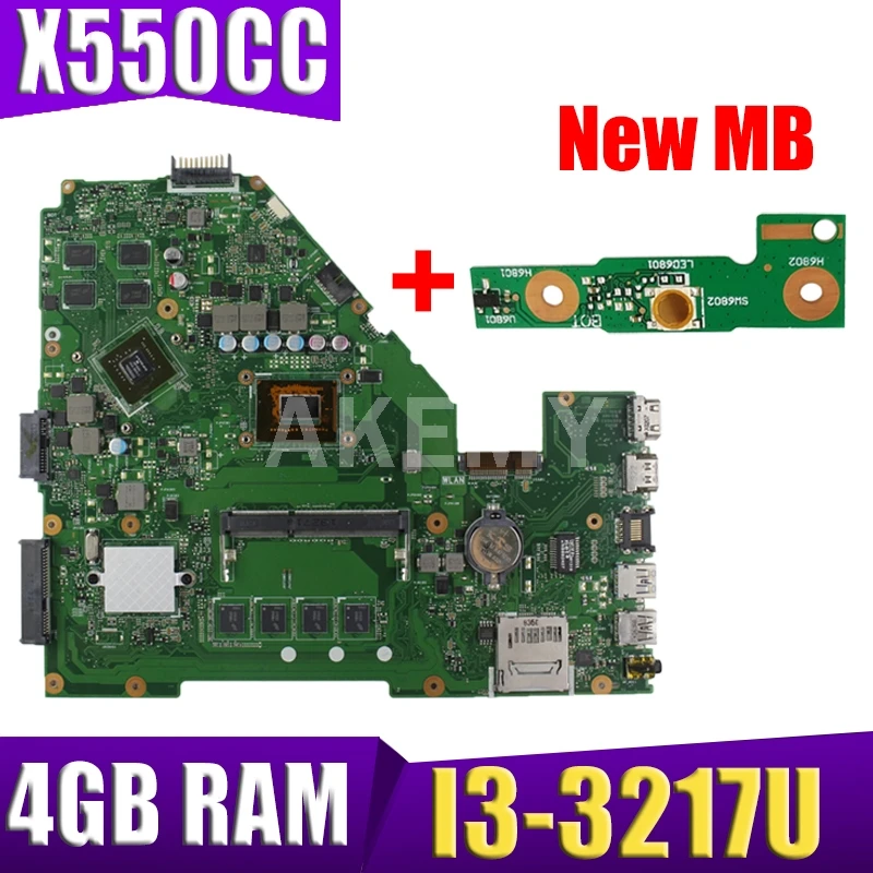 

Akemy X550CC Motherboard i3-3217 CPU 4GB GT720M 2GB For ASUS X552C R510C R510C Y582C laptop Mainboard X550CC Mainboard