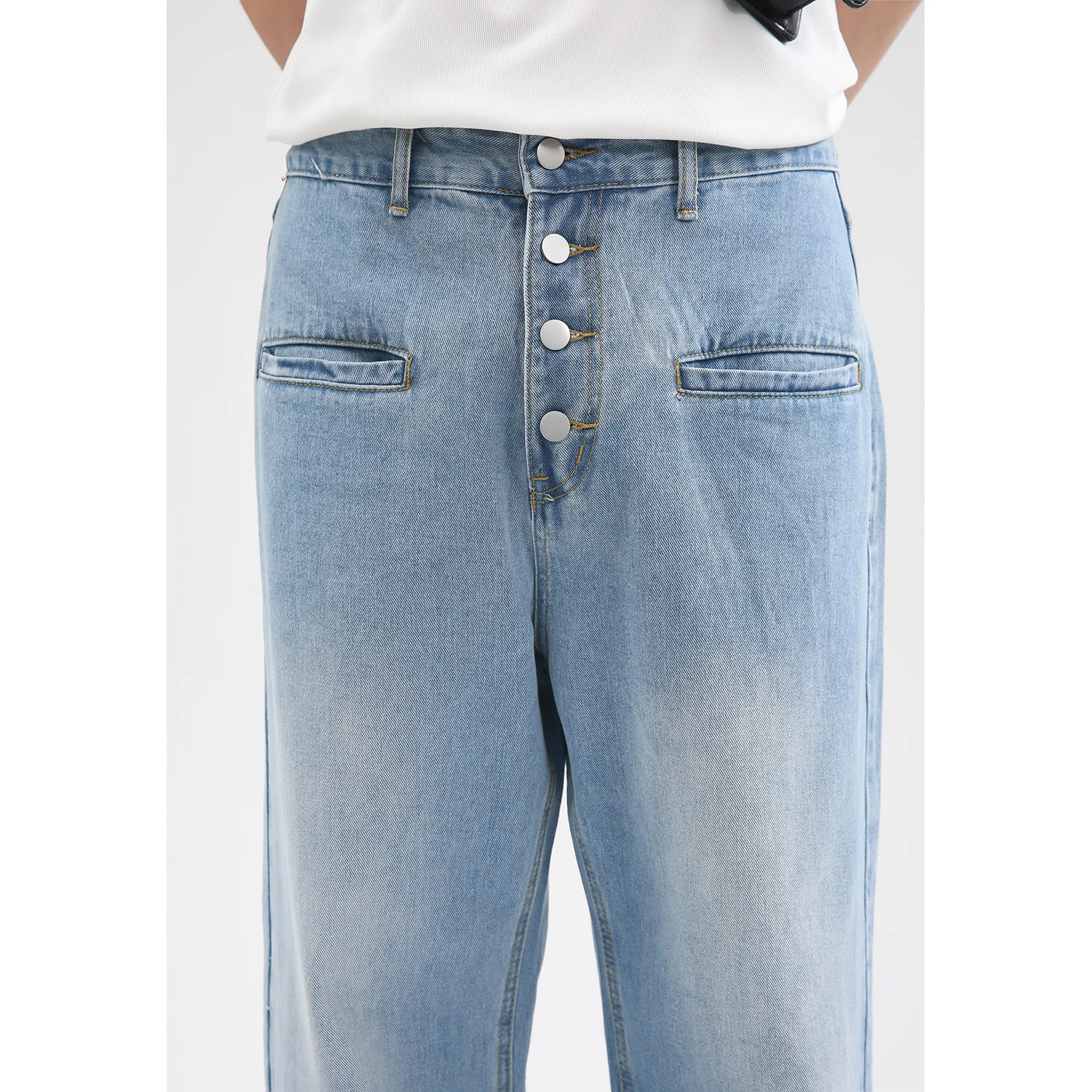 Four Seasons Korean Style Fashion Loose Personality Straight Design Casual Loose Designer Jeans Men's Streetwear Men Clothing