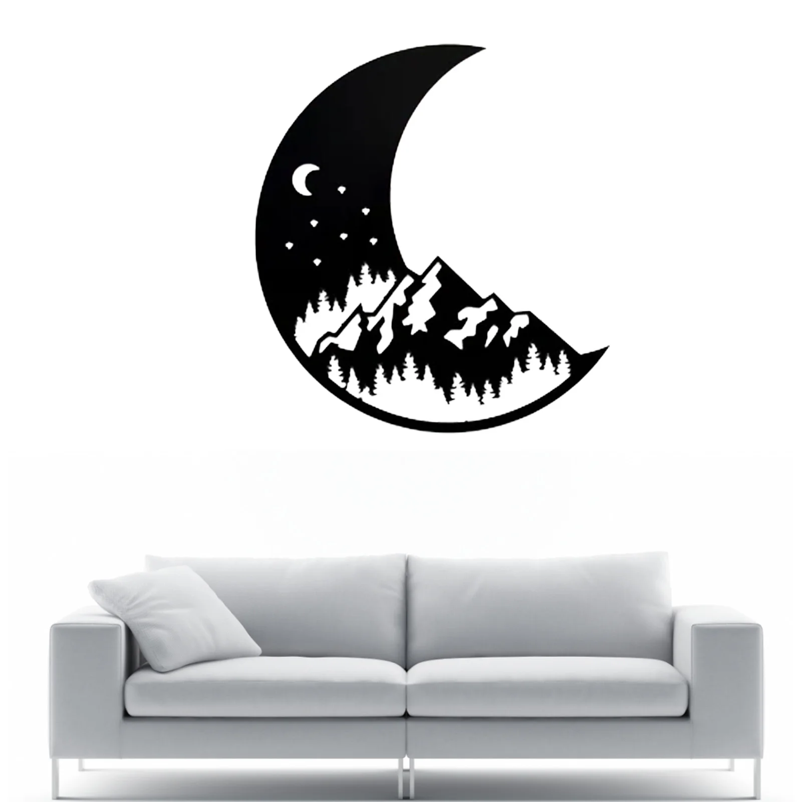 

Moon Forest Metal Art Mountain Scene Rustic Moon Decor Silhouette Art Wall Decor For Living Room Bedroom Indoor Decoration