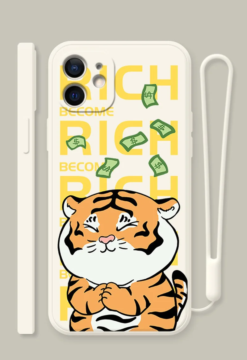 

Chinese Style New Year 2022 Tiger Rich Lucky Phone Case for Iphone 13 Mini 11 12 Promax Xsmax 7 8plus Xr X Cute Shell Conque