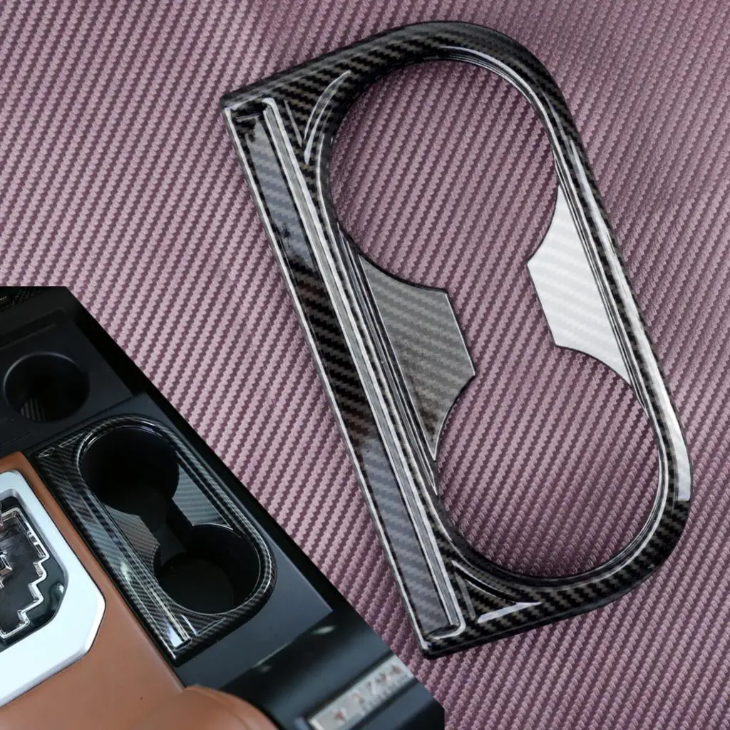 

Carbon Fiber Style ABS Central Control Water Cup Holder Cover Trim Decorative Frame fit for Toyota Tundra 2021 2020 2019-2014