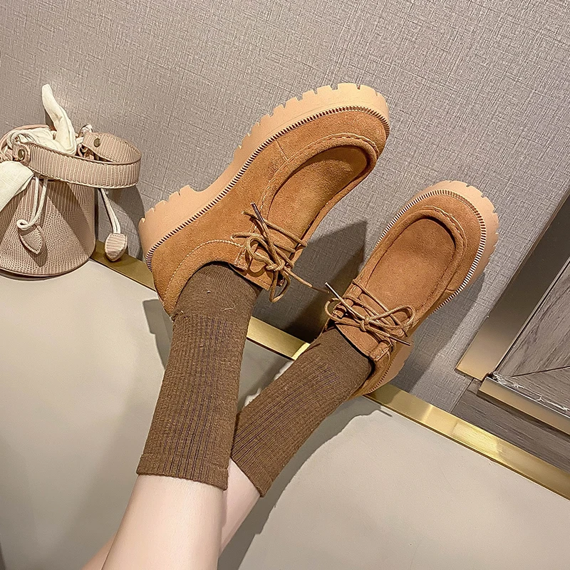 British Style Small Leather Shoes Female 2023 Spring New Leather Everything Retro Love Explosion Thick Sole In The Single Shoes