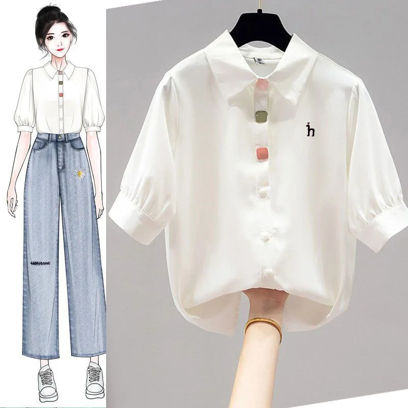 

Женская шифоновая футболка с коротким рукавом, белая тонкая летняя футболка с коротким рукавом и логотипом бренда HAZZYS, 2023