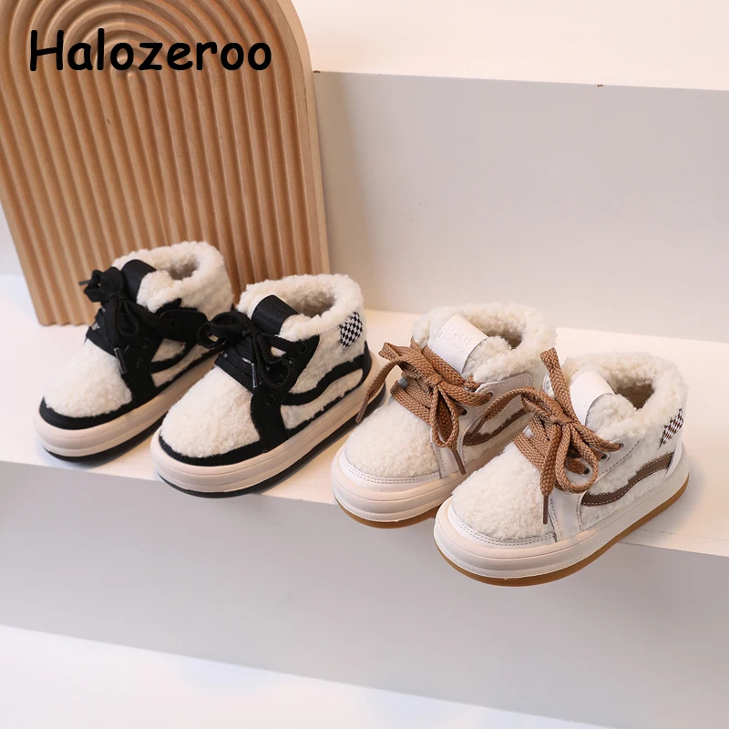 

Winter Kids Casual Sneakers Baby Girls Fur High Top Shoes Children Brand Sport Sneakers Toddler Boys Chunky Sneakers Trainers