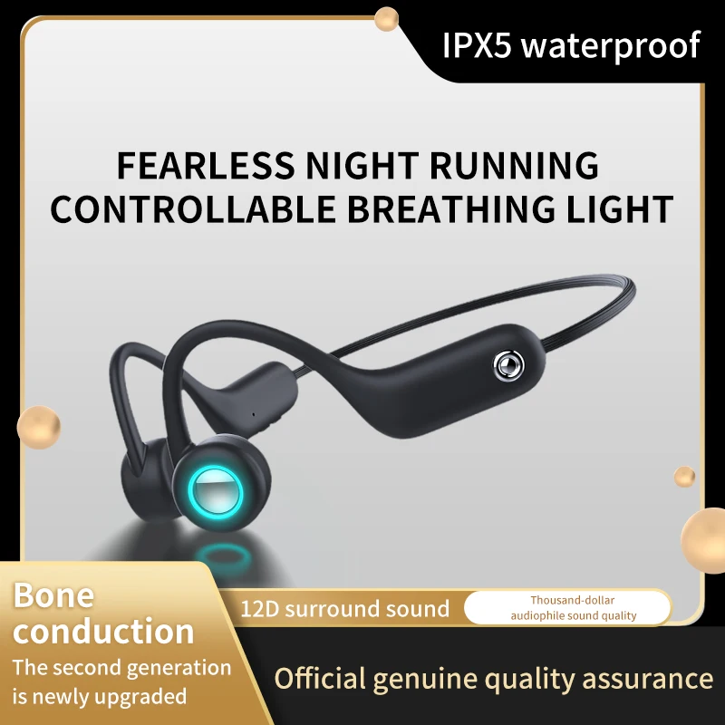 

Bone Conduction Headphones IPX5 Waterproof Wireless Bluetooth 5.0 Earphones Sport Headset with Mic for Cycling Workouts Running
