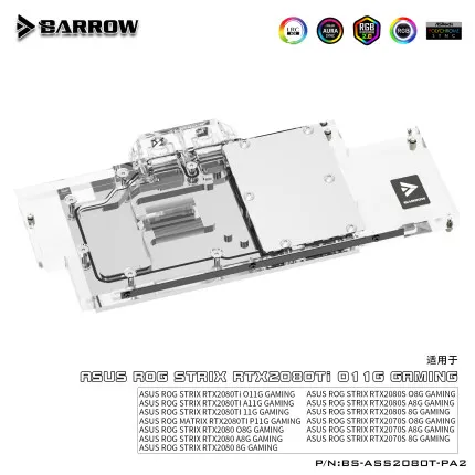 Barrow GPU водяной блок полное покрытие охладитель графической карты для ASUS STRIX RTX2080Ti