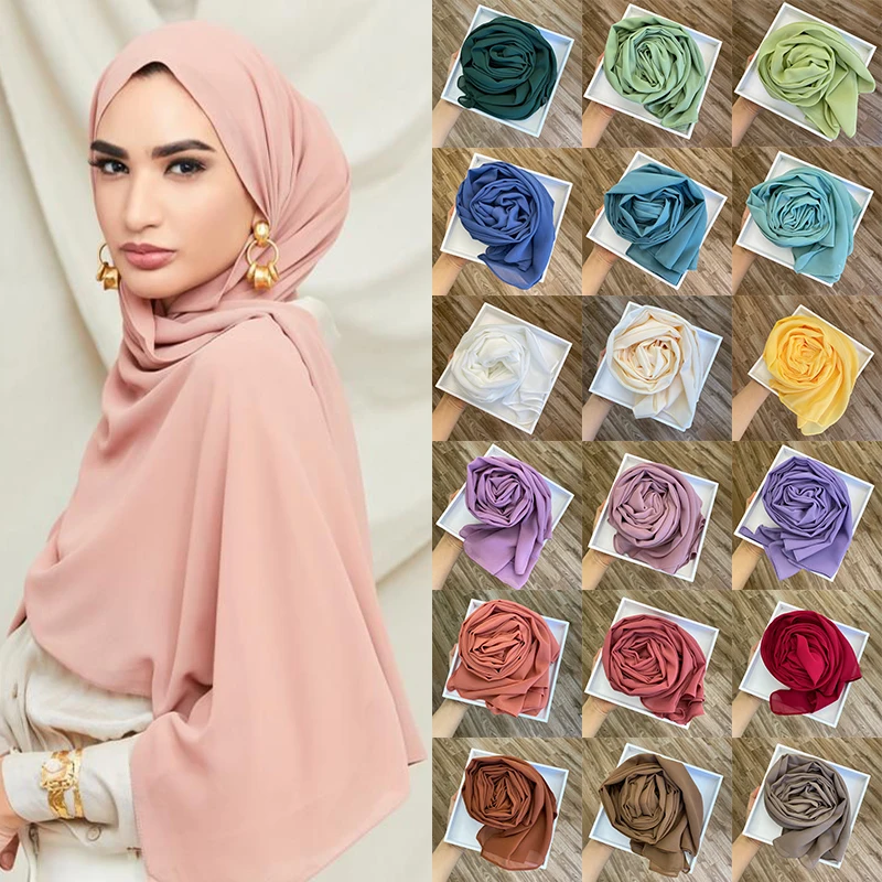 

Summer Chiffon Scarf Hijab for Muslim Women Islamic Solid Color Jersey Hijabs Scarves Breathable Soft Headscarf Head Cover Wrap