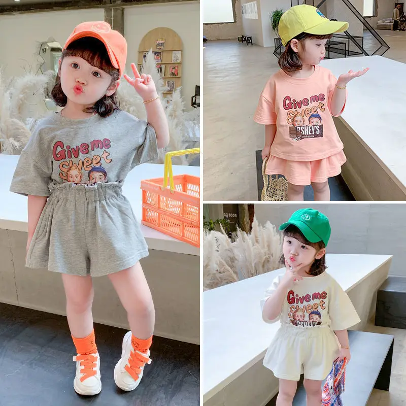 Girls' Summer Suit New Summer Baby Children's Clothing Little Girl Two-piece Suit