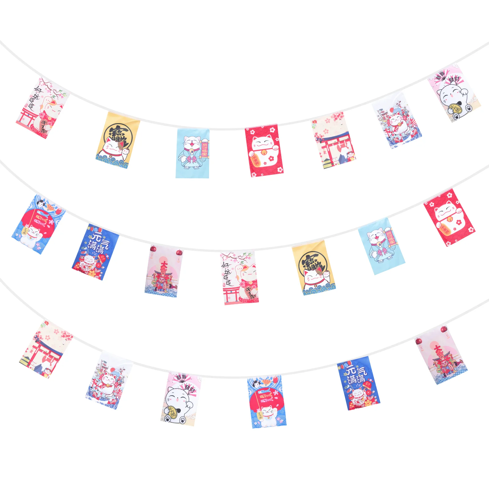 

Banner Japanese Cat Flag Bunting Restaurant Lucky String Decor Hanging Izakaya Christmas Luck Neko Maneki Ornament Fortune