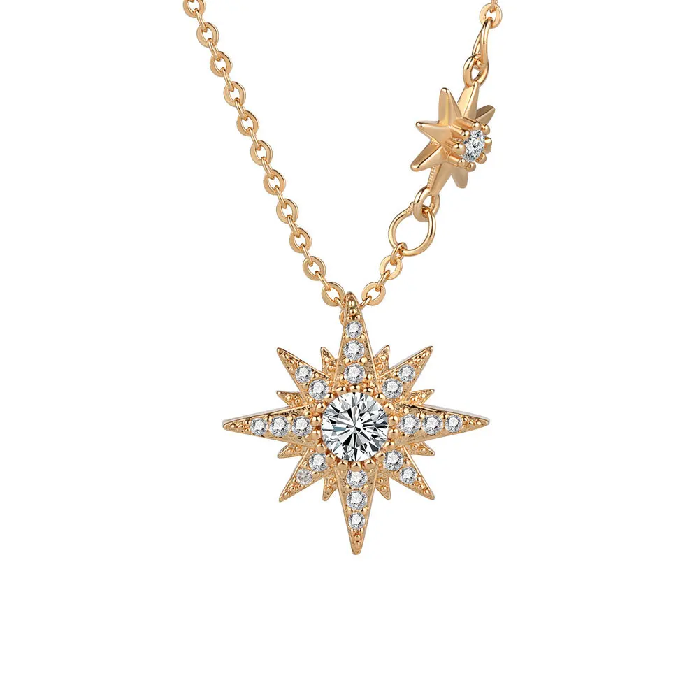 

Korean Style INS Geometric Polygonal Star Necklace 18k Real Gold Plated Clavicle Chain for Girlfriend Valentine's Day Gift