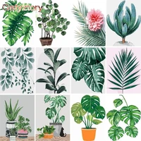 gatyztory 60x75cm paint by numbers green plant diy set of acrylic paint for painting by numbers on canvas scenery home decor