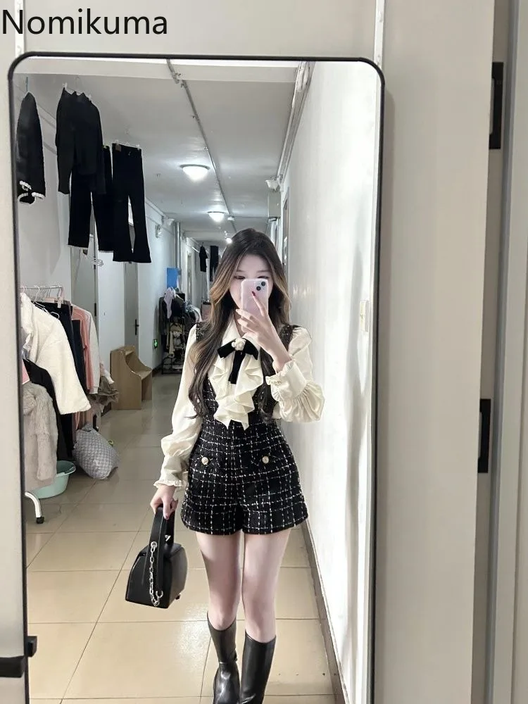 Комплекты из двух предметов женская одежда блузки с длинными рукавами и оборками