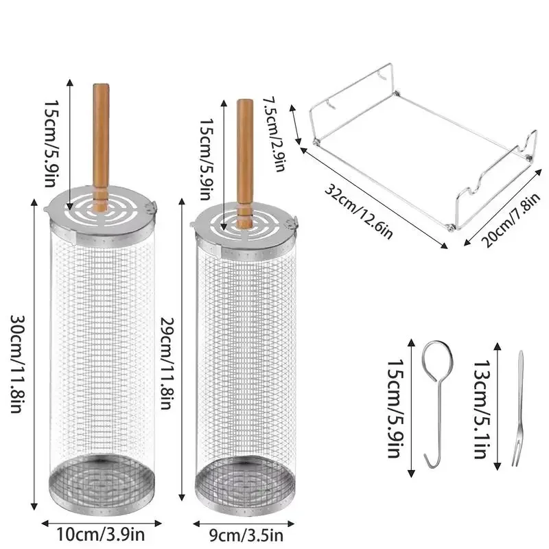 Сетка для барбекю из нержавеющей стали круглая корзина гриля с ручкой