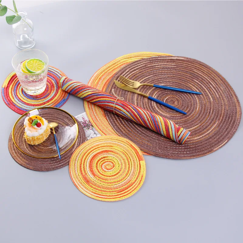 

Table Mat Round Placemat Hand Knitted Insulation Anti-skidding Cup Coaster Tableware Mat For Kitchen Dining Table Mat