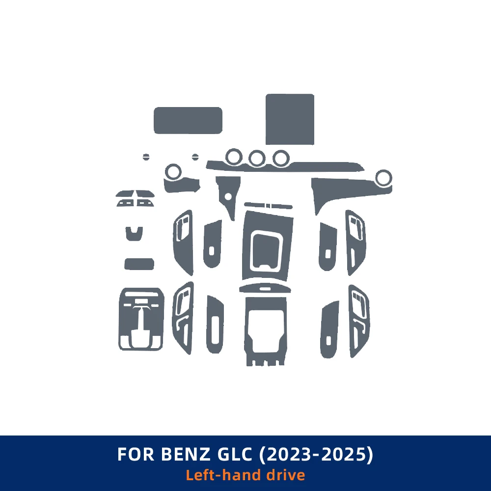 

Для Mercedes-Benz GLC Class X254 2023 2024 2025 наклейка для салона автомобиля, отделка центральной консоли, защитная пленка из ТПУ для приборной панели