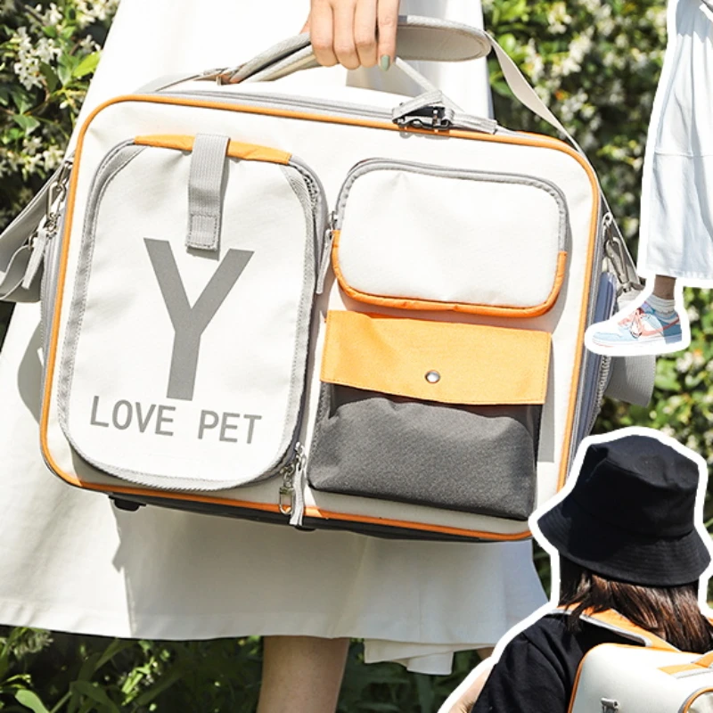 Портативная сумка для кошек вместительный дышащий рюкзак на колесиках домашних