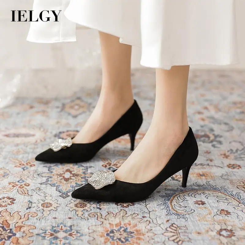 

IELGY Professional High Heels Pointed Black Suede