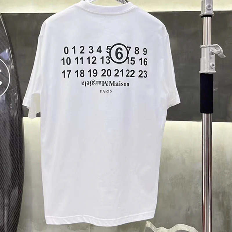 

Classic Black White Mm6 Margiela Short Sleeve Summer High Quality Breathable Cotton Roundneck Top Tee Casual T-shirts Men Women