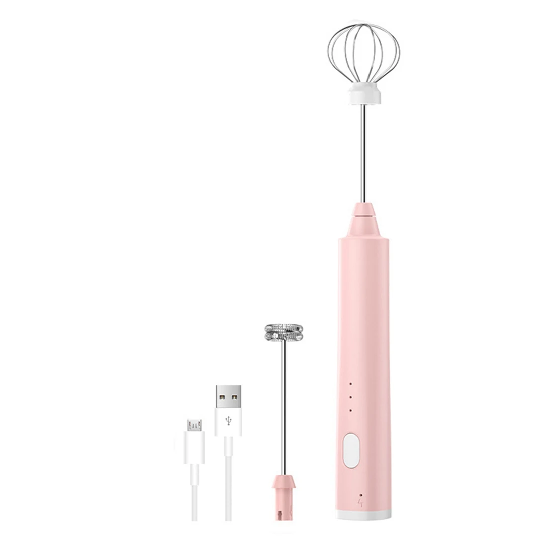 

Electric Whisk USB Recharge Three Speed Kitchen Cooking Tool Bubbler Egg Cream Sauce Stirrer Handheld Milk Frother Pink