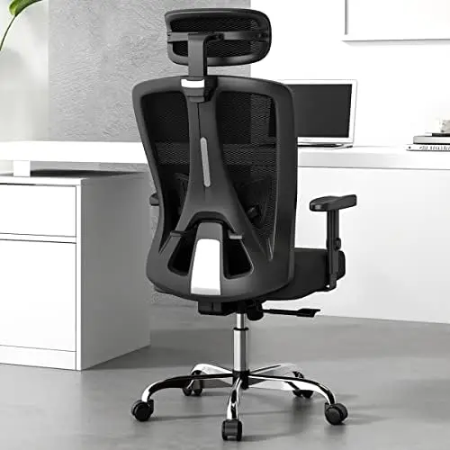 

Office Chair, High Back Desk Chair Computer Task Mesh Chair with Adjustable Headrest, Arms and Lumbar Support, for Modern Office