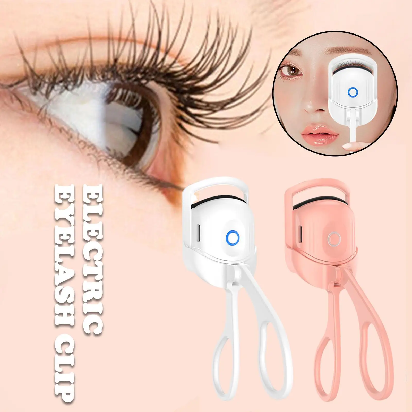 

Electric Heated Eyelash Curler Temperature Adjustable Quick Heat Eyelash Curling Clamp Natural Long Lasting Makeup Tool