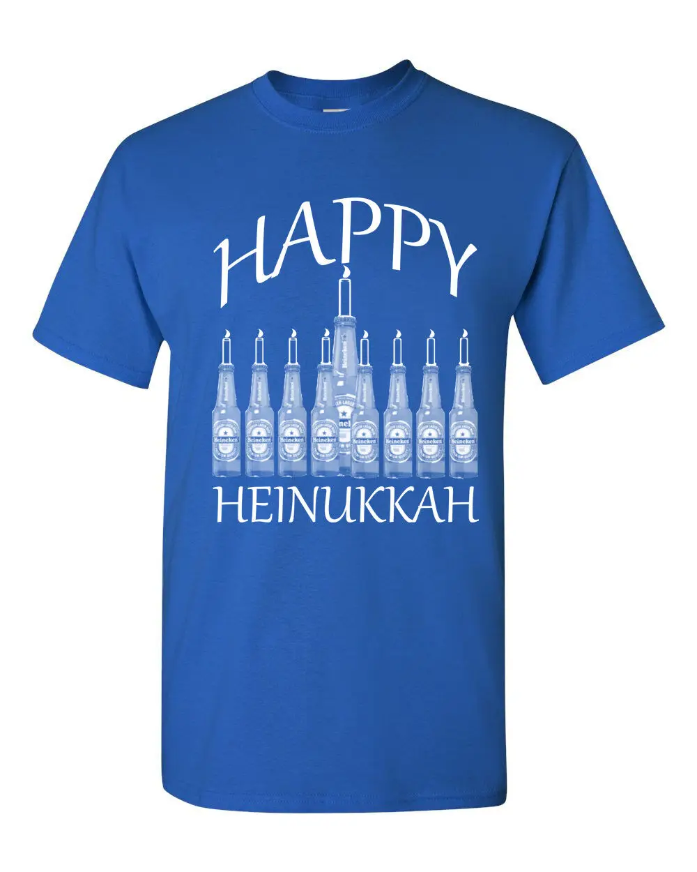 Фото Забавная рождественская мужская футболка Happy Heinukkah Hanukkah Beer Drinking B122 №1