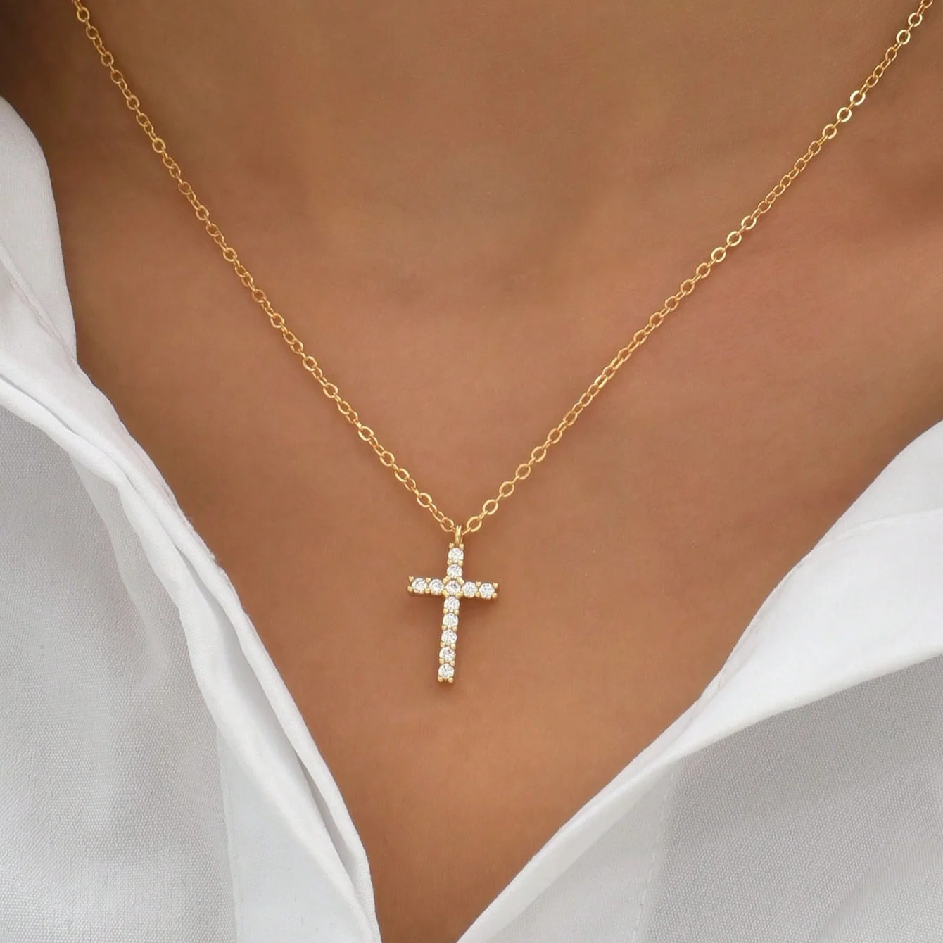 1шт кубический цирконий крест подвеска ожерелье медные украшения