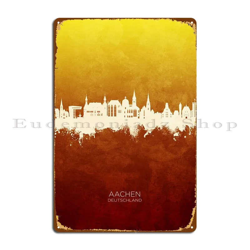 Металлические знаки Aachen Skyline deuтребуя, кухня, создание настенной пещеры, Декор, жестяной плакат