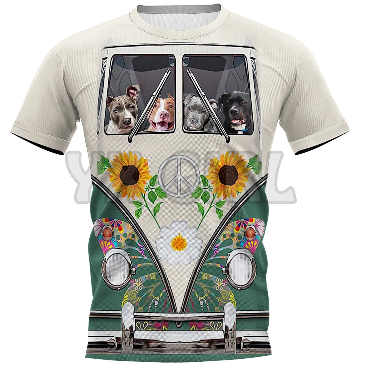 

Hippie Peace Amstaff 3D All Over Printed T Shirts Funny Dog Tee Tops shirts Unisex