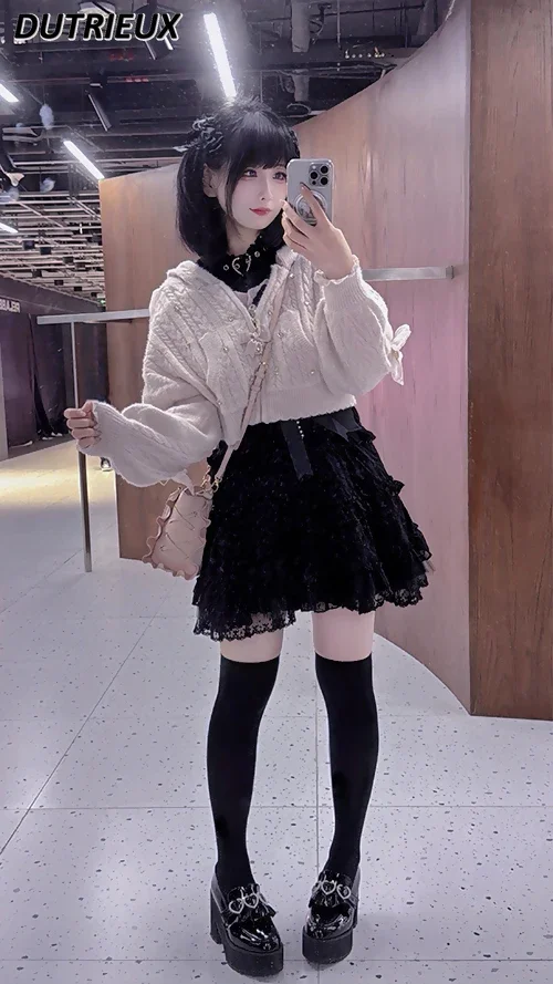 Осень-зима милые повседневные кардиганы в японском стиле с кроличьими ушками для