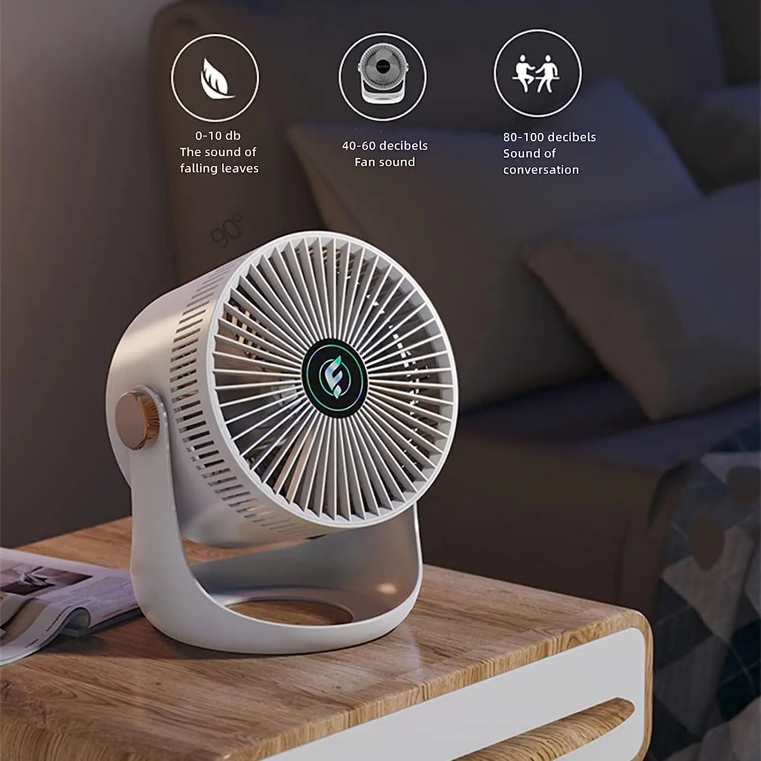 

Portable Air Circulation Desktop Fan USB Rechargeable 2400mAh Mute Wall-mounted Fans Mini Wireless Household Air Cooler Fan
