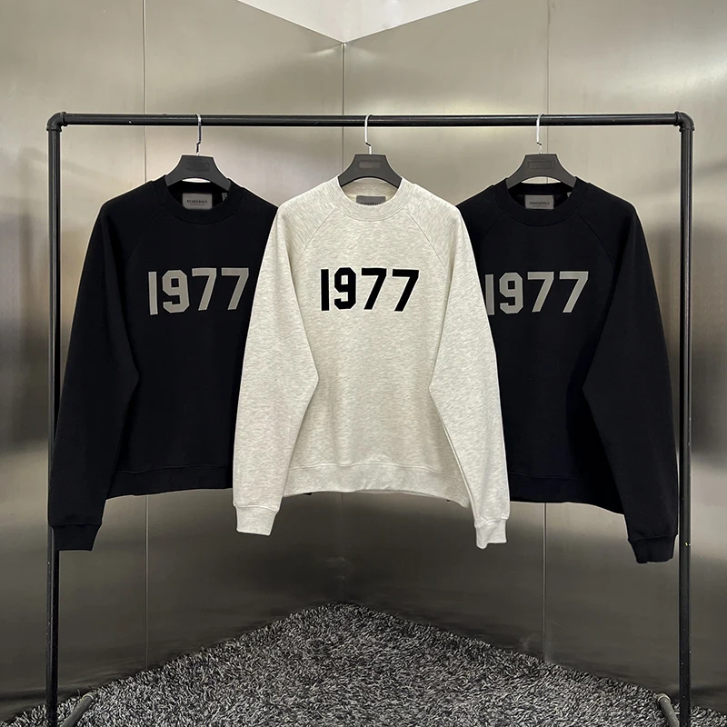 

New ESSENTIALS Men's Hoodie 8 Collection 1977 Letter Print Sweatshirt Best Quality Hip Hop Streetwear Loose Pullover Hoodie