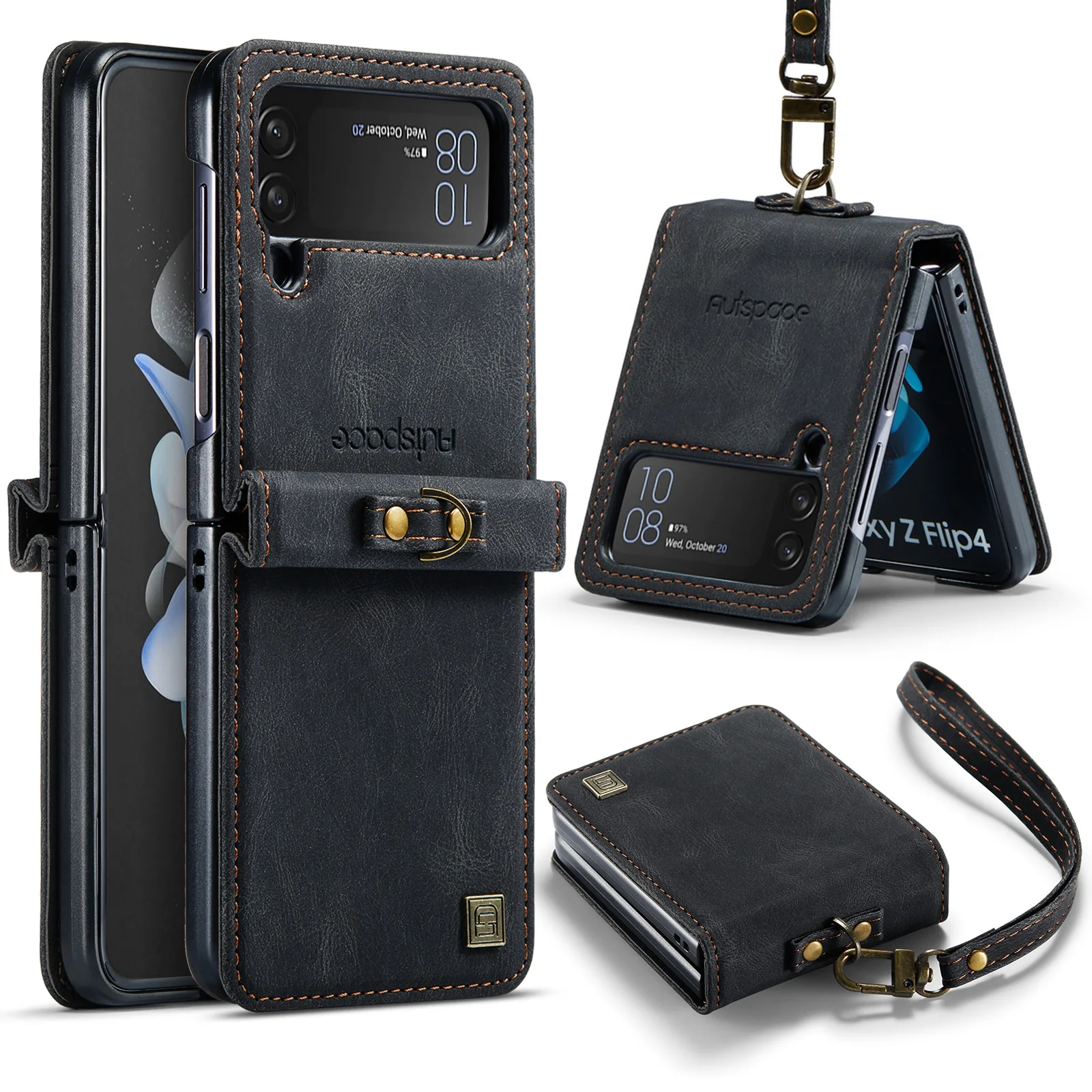 

Anti-Drop Matte Leather Lanyard Phone Case for Samsung Galaxy Z Flip4 Flip 4 Flip3 Flip 3 5G Comfortable Protective Cases