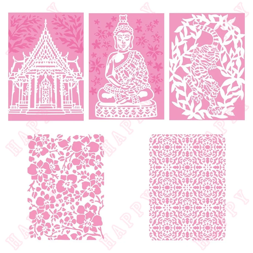 

Siam Buddah Temple Tiger Plastic Stencils Diy Paper Card Photo Album Decoration Scrapbook Paper Craft Make Template Diy Handmade