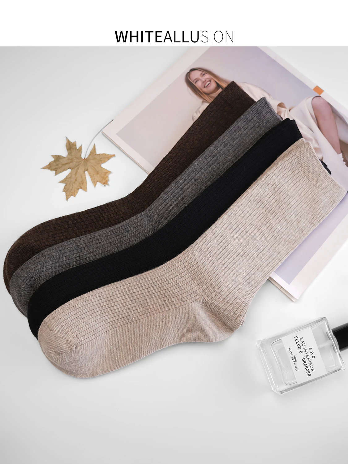 Носки Sodnn женские осенние и зимние носки без костей ворсовые с маленькой кожаной