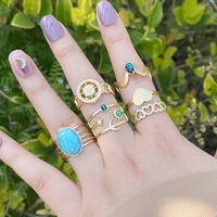 vintage adjustable rings for women 2022 trend geometric irregular star moon rings retro gold stainless steel rings