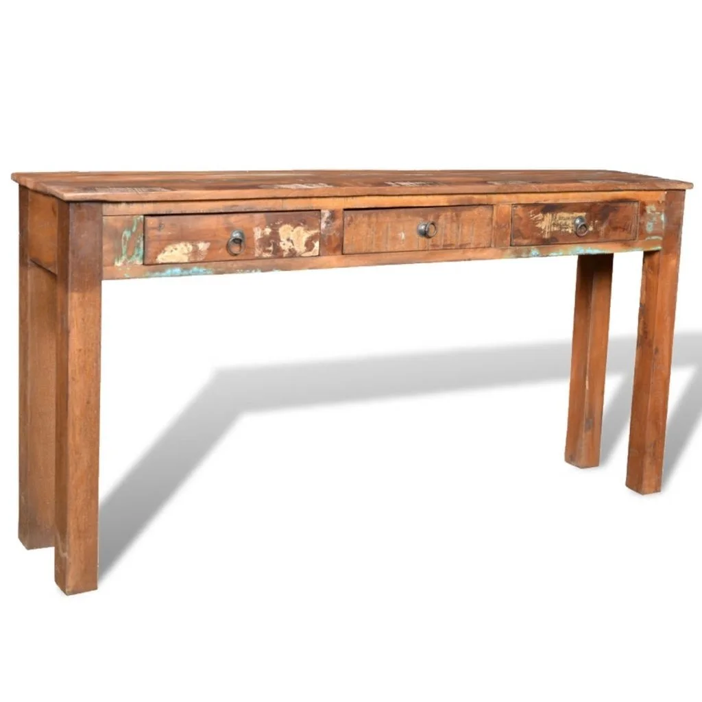 

Console Table with 3 Drawers Reclaimed Wood