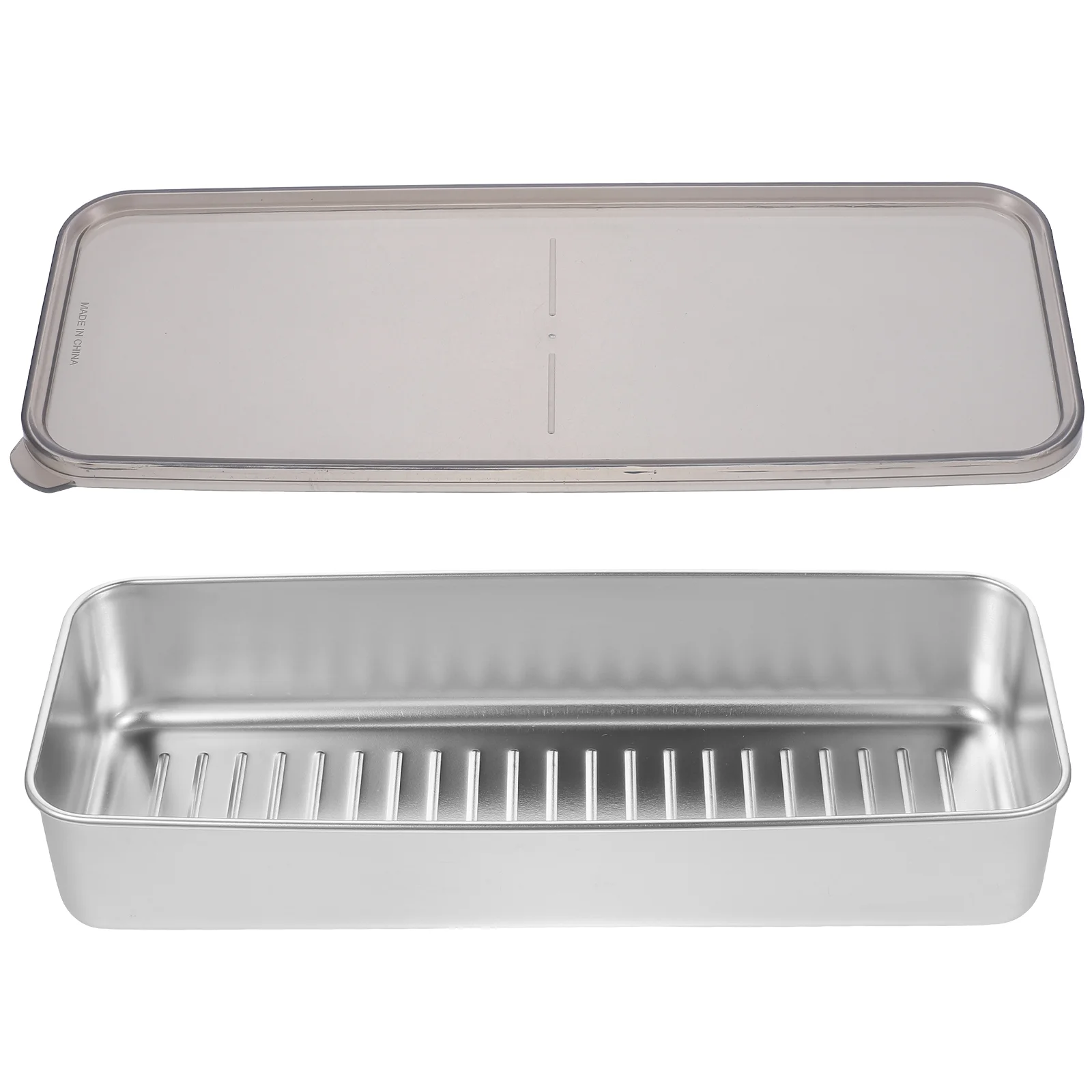 

Stainless Steel Crisper Bacon Keeper Storage Container Food Salad For Fridge Meat Containers