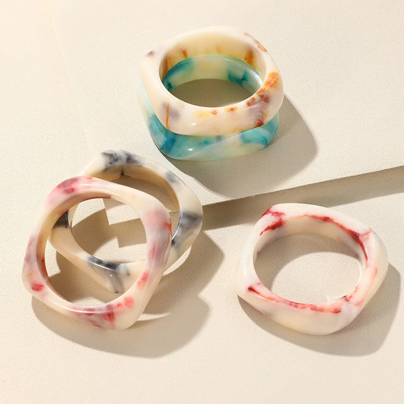 

Vintage Colorful Resin Bangle Women 2023 New Trend Irregular Geometric Wide Acrylic Bracelet Girls Charm Jewelry Banquet Gifts