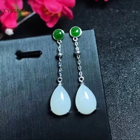 cynsfja new design real certified natural hetian nephrite 925 silver womens lucky jade earrings high quality elegant gifts
