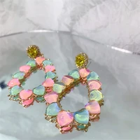 colorful sweet heart shape earrings retro elegant sweet temperament summer party jewelry