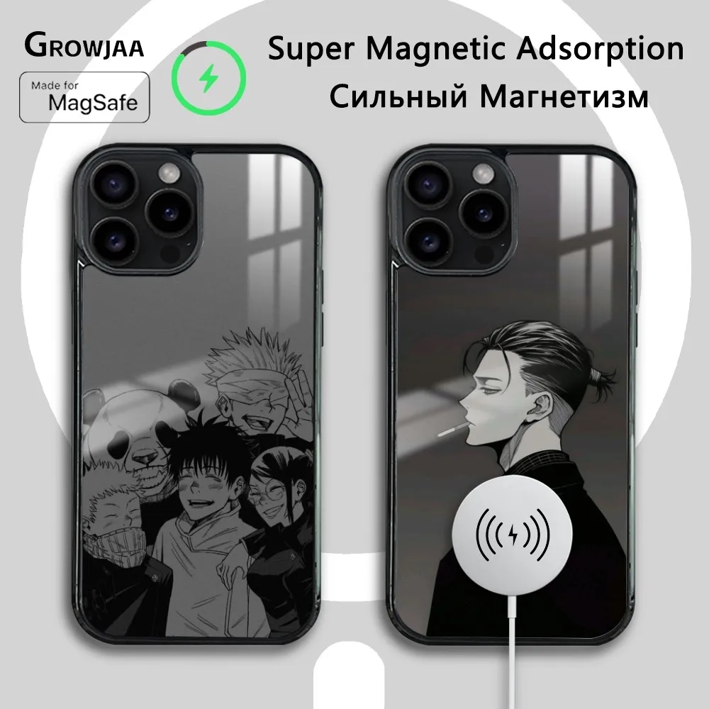 J-JujU-tsu K-KaIIIsen Anime Phone Case For iPhone 16 15 14 13 12 11 Pro Max Plus Mini Magsafe Mirror Wireless Magnetic Cover
