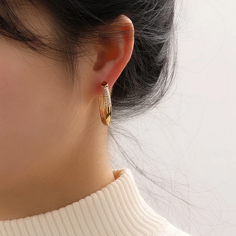 Классические серьги из меди и циркония в европейском американском стиле для