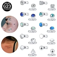 zs 1 pair titanium microdermal piercing cz crystal surface internally threaded gem microdermal skin diver hide in body jewelry