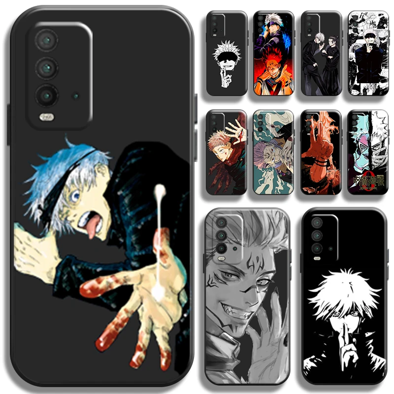 

Jujutsu Kaisen Itadori Yuji Phone Case For Xiaomi Redmi 9T 6.53 Inch Liquid Silicon Cover Black Back Shell Coque Carcasa