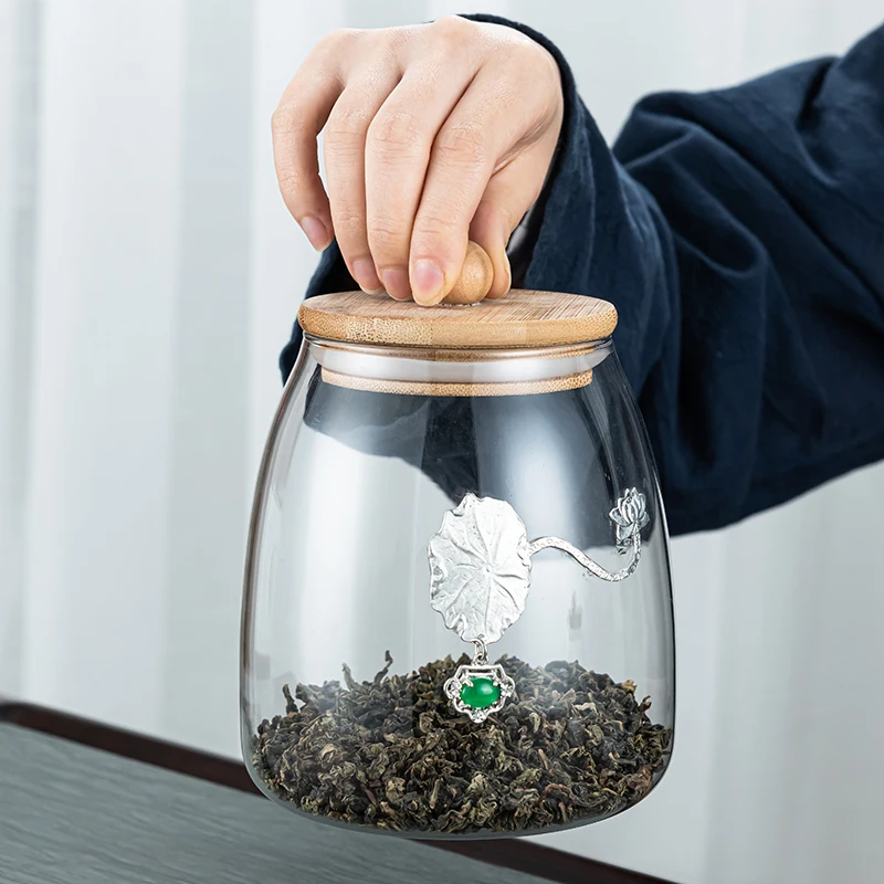 Прозрачный резервуар для хранения из боросиликатного стекла Бамбуковая