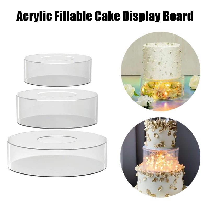 

1PC Acrylic Cake Display Board Round Cake Edge Smoother Scraper Tray DIY Cake Refillable Board Base Clear Cake Stand Tools