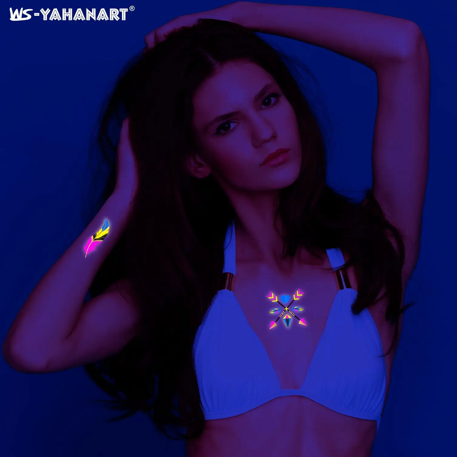 Временная тату-наклейка флуоресцентная вспышка сексуальные татуировки наклейка