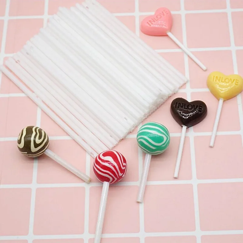 

100Pcs White Lollipop Sticks For Chocolate Sugar Candy Lolly Sucker Dessert Cake Pop Bakeware Fudge Pole Bakeware Baking Tools