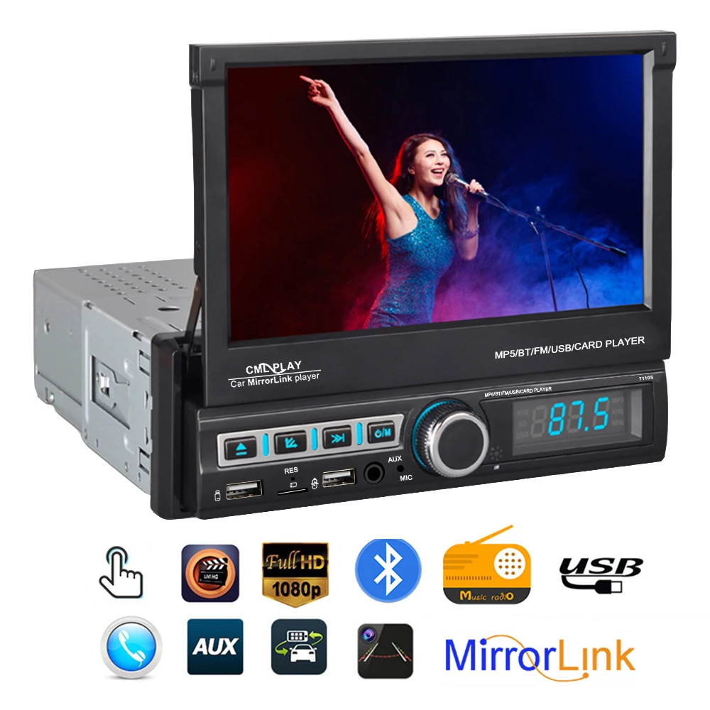 

1 DIN Car Autoradio Car Mirror Link Player 7'' Touch Screen Full HD 1080 CML-Player MP5 Bluetooth FM AUX Radio Stereo